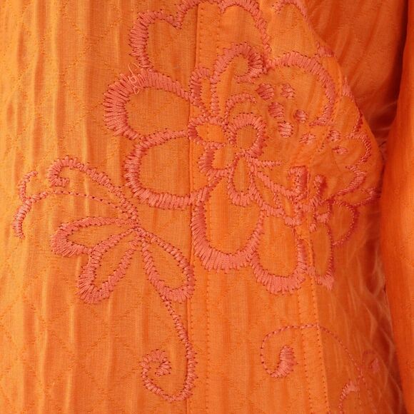 Chicos Jacket 1 Womens Medium 8 Orange Embroidered Floral Blazer Pockets Career - Picture 10 of 15